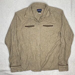 Vintage Patagonia Wool Blend Beige Western Style Long Sleeve Shirt: Size 12